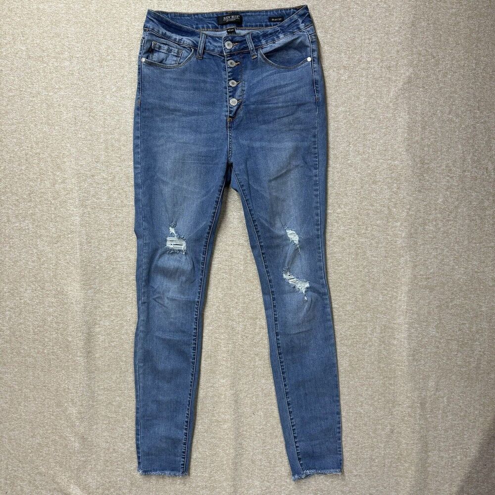 Judy Blue Jeans Womens  9/29  Skinny Fit Blue Denim Stretch Distressed High Rise